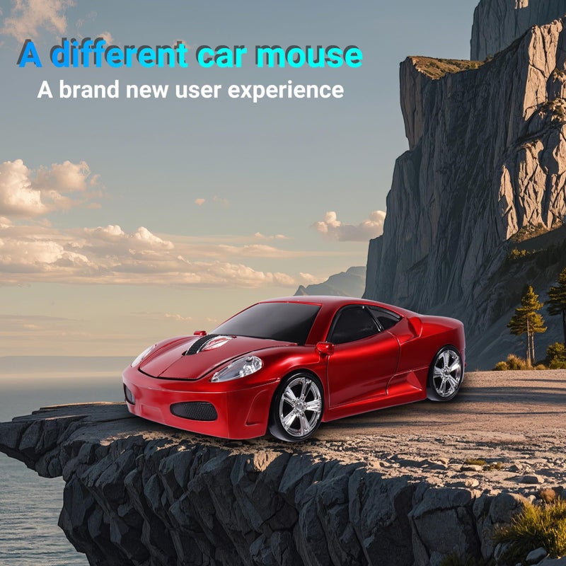 elec Space Wireless Mouse, 2.4GHz Cool Sport Car Shape Computer Mouse 1600 DPI Optical Cordless Mice with USB Receiver for PC Laptop Computer Notebook (Red) - Image 2